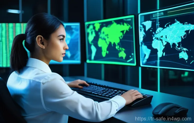 소프트웨어 공급망 보안 교육 프로그램 설계하기 - Image Prompt 1: The Vigilant Cyber Analyst in a High-Tech Security Operations Center**