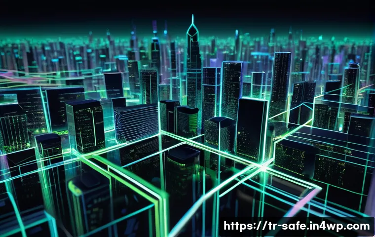 소프트웨어 공급망 보안과 혁신을 위한 기술 활용 - **Prompt:** A highly detailed and intricate digital cityscape at night, rendered in neon blues and g...