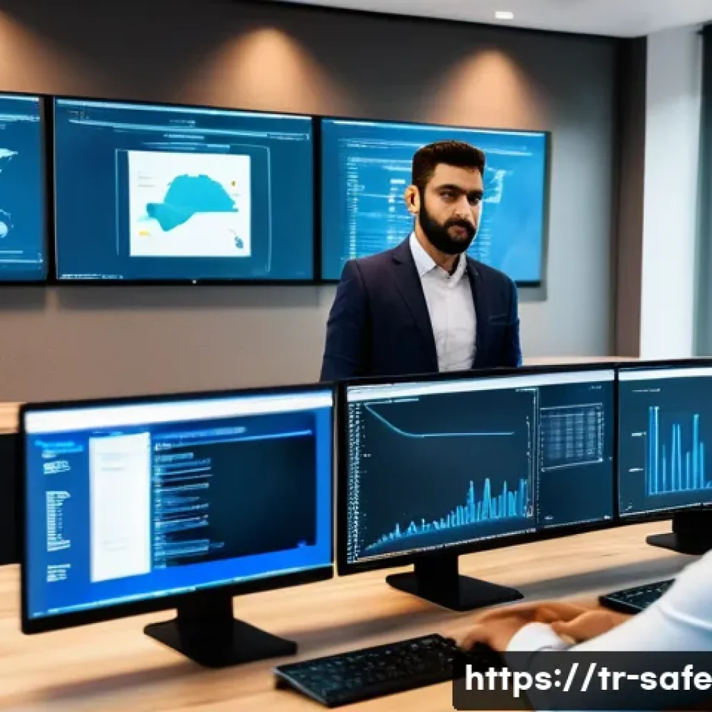 소프트웨어 공급망 보안에서의 협력 모델 구축 - A modern office environment in Istanbul with a diverse team of Turkish software engineers collaborat...