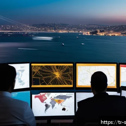 Home 30 소프트웨어 공급망 보안에서의 리더십 가이드라인 - A detailed digital illustration of a modern Turkish software supply chain map, featuring interconnec...