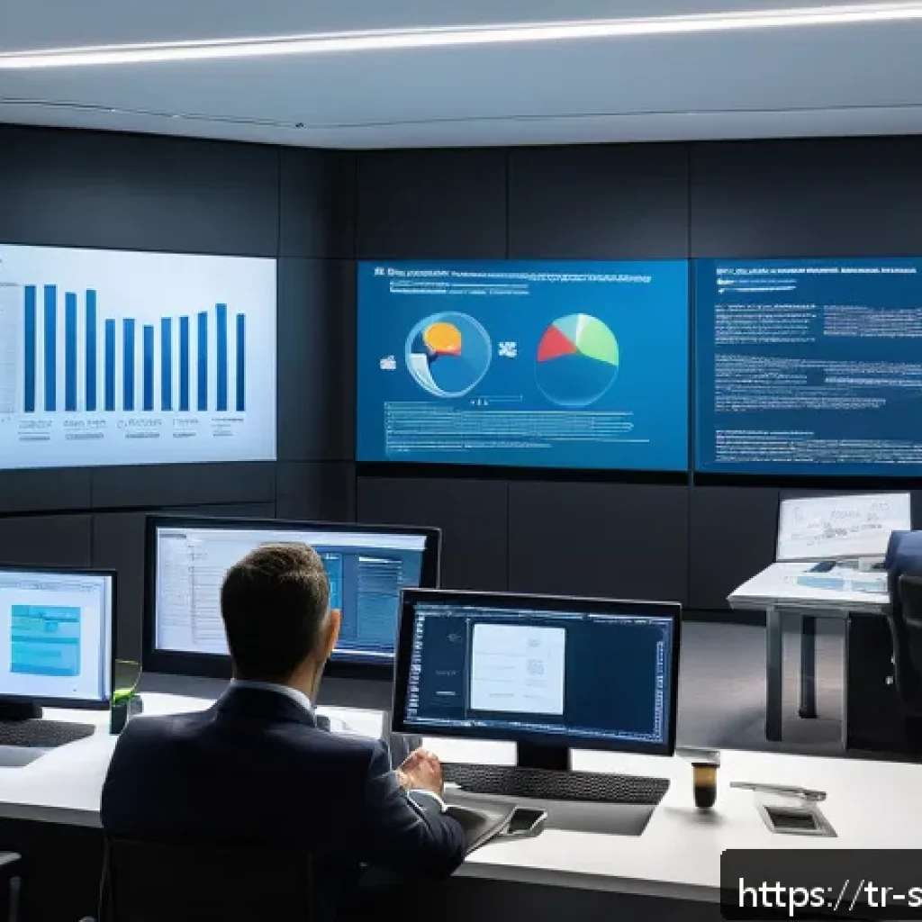 소프트웨어 공급망 보안의 모범 사례 공유 - A detailed and professional office setting showing a diverse team of cybersecurity experts collabora...